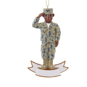 Kurt S. Adler 4.25” U.S. Army Saluting Soldier in Uniform Christmas Ornament - Brown/Blue - 1 of 2