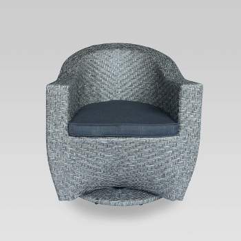 Larchmont Wicker Swivel Chair - Mixed Black/Dark Gray - Christopher Knight Home