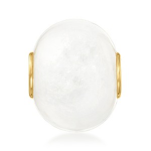 Ross-Simons White Kunlun Jade Bead Pendant With 14kt Yellow Gold Size 0.63 - 1 of 4