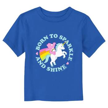 Care Bears Born to Sparkle and Shine Cheer Unicorn  T-Shirt - Royal Blue - 4T