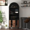 Hrinhom 71"H Display Cabinet,Arched Wine Bar Cabinet with Wine Rack and Wine Glass Holder - 2 of 4
