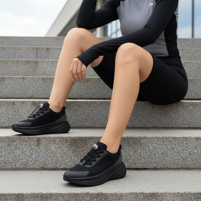 Женские кроссовки CUSHIONAIRE XPLOR Womens Walking Sneakers, Chunky Lightweight Platform Tennis Shoes Womens with Arch Support and Memory Foam, Black 7.5 — фото 3