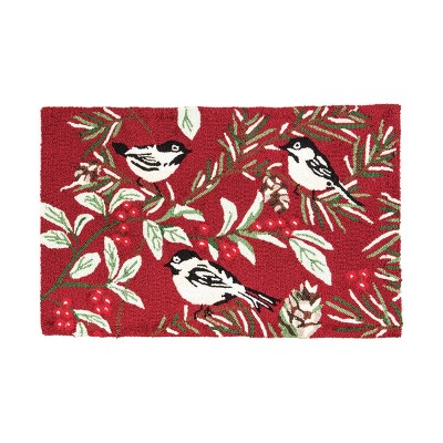 1'8"x2'8" Rectangle Hooked Bird Accent Rug Red - C&F Home