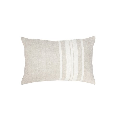 Natural Beige Bold Stripes 14x20 Down Alternative So Soft Linen Pillow ...