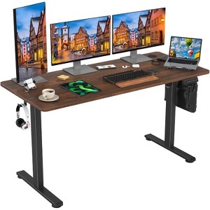 Fontoi Desks, Spacious Work Surface Table, Standing Desk with Adjustable Height, Home Office Desk with Splice Board, Brown, 24"*55"*27" - 1 of 1