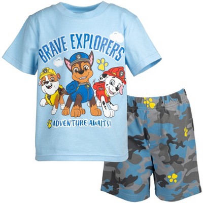 Paw Patrol Chase Rubble Marshall Graphic T-Shirt & French Terry Shorts 
