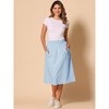 INSPIRE CHIC Women's Casual Elastic Waist Peasant A-Line Midi Skirts with Pockets - 3 of 4