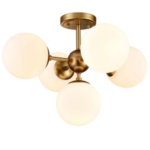 Claxy Modern Globe Sputnik Ceiling Light Opal Glass 5-Light - 1 of 4