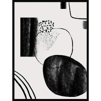 31" x 41" Abstract Composition Charcoal by Teju Reval Wood Framed Wall Art Print - Amanti Art