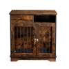 32Inch Dog Crate Wooden Lockable Dog Kennel with Removable Tray and Storage Drawer Indoor Dog Crate Furniture End Table Pet Cage Rustic Brown - 3 of 4