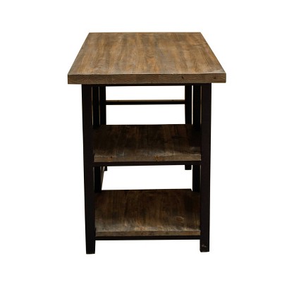 Pomona 48" Medium Brown Birch Wood Desk with Metal Legs