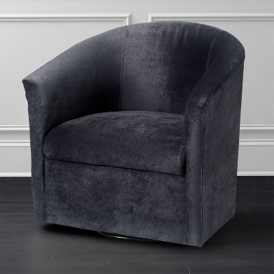 Elizabeth Charcoal Luxe Microfiber Barrel Swivel Chair