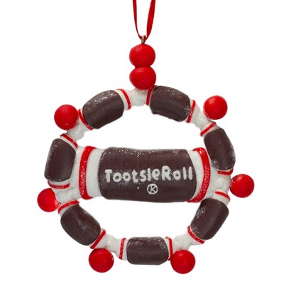 NORTHLIGHT 4" Tootsie Roll Candy Claydough Wreath Christmas Ornament - Brown/White