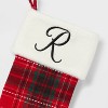 20" Plaid Monogram Christmas Holiday Stocking with Faux Fur Cuff Red/Green/White - Wondershop™ - 3 of 3