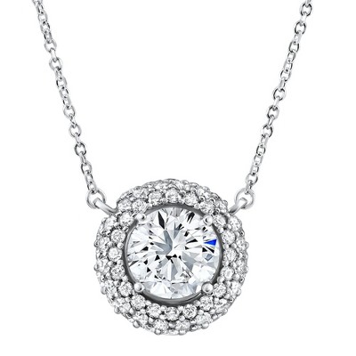 Pompeii3 Certified 3 1/2Ct Euro Diamond Pendant 14k Gold 18" Women's Necklace Lab Created