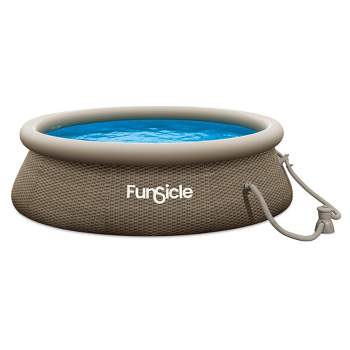 Funsicle QuickSet Round Inflatable Ring Top Outdoor Above Ground Swimming Pool Set with Pump and Cartridge Filter, Brown Triple Basketweave