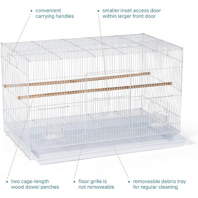 White Metal Flight Bird Cage with Wooden Perches