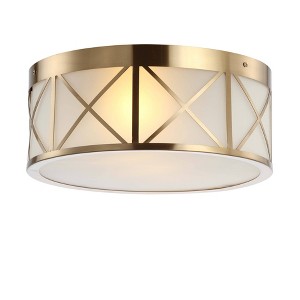 15" Metal/Glass Cadence Drum Flush Mount Ceiling Light Brass - JONATHAN Y: LED, ETL Listed, Modern Decor - 1 of 4