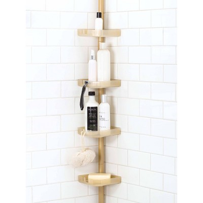 Gold 4-Tier Tension Mount Corner Shower Caddy