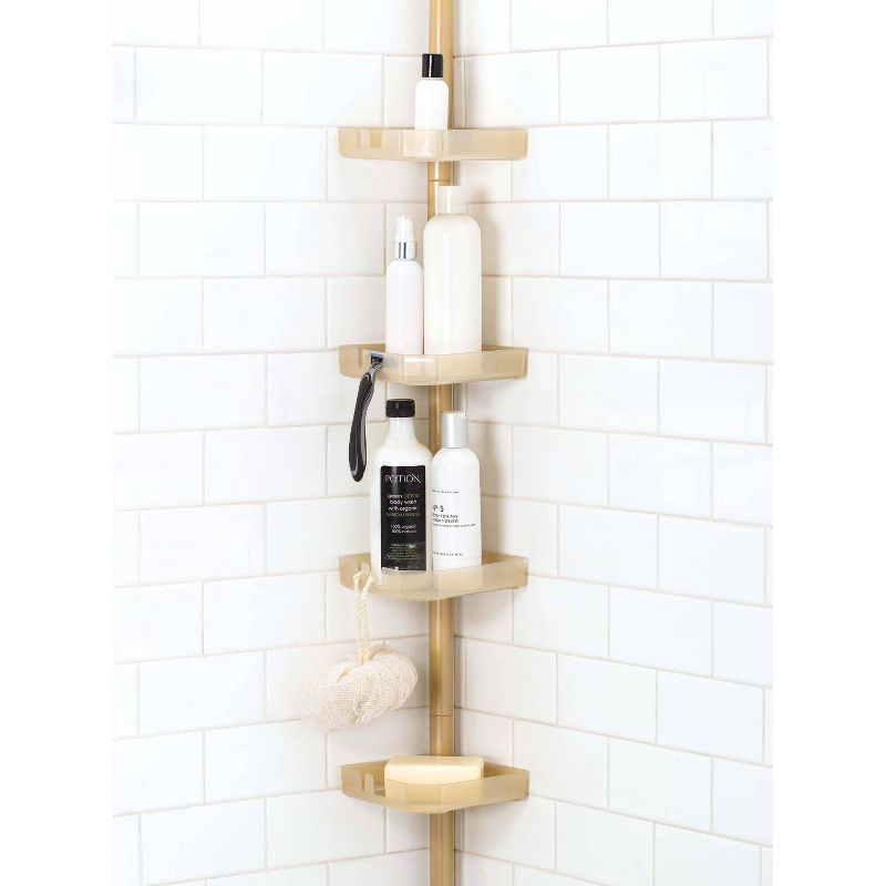 4 Tier Tension Corner Shower Caddy White/Gold - Bath Bliss, 3 of 7