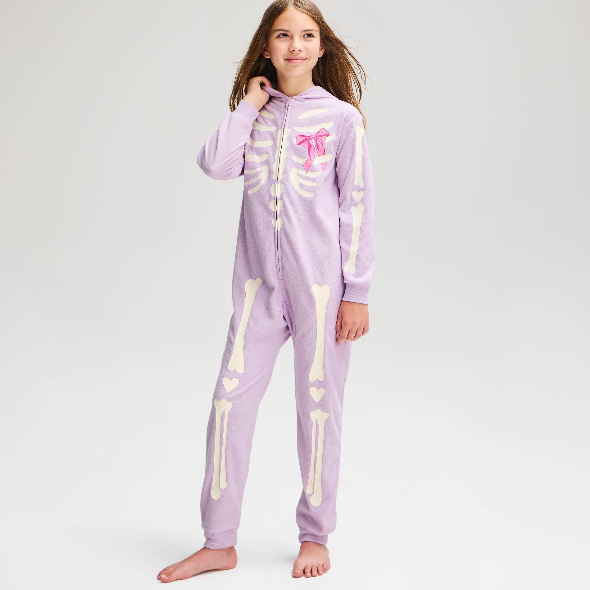 Girls' Halloween Skeleton Union Suit - Cat & Jack™ Light Purple XL