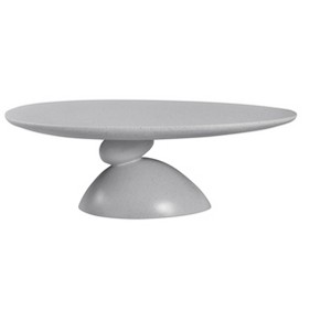 Racxily 47.27" Lucky Stone Oval Coffee Table, Modern Fiberglass Center Table with Sculptural Base, White/Black/Grey - 1 of 4