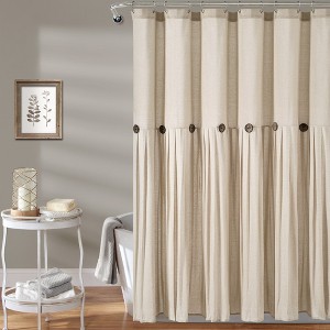 Linen Button Shower Curtain Dark Linen Single 72X72 - 1 of 1