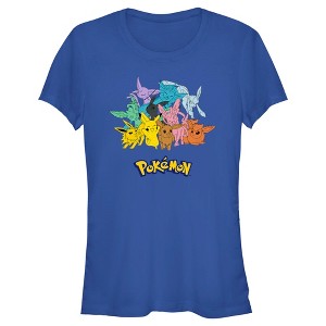 Juniors Womens Pokemon Pikachu and Eeveelutions Logo T-Shirt - 1 of 4