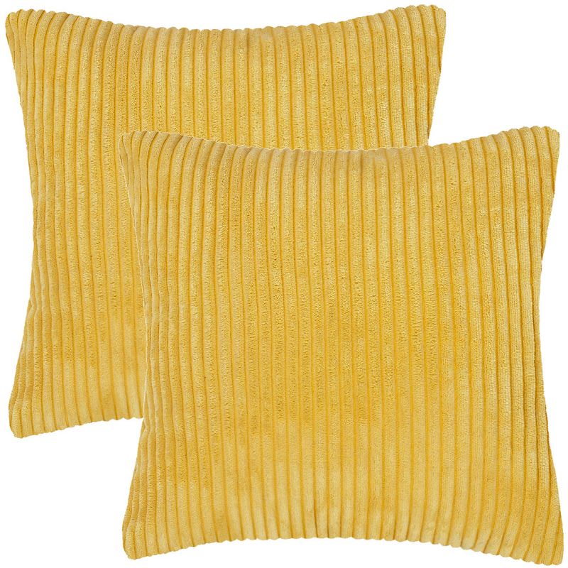 PiccoCasa Soft Corduroy Striped Cushion Decorative Throw Pillowcase 2 Pcs, 1 of 7
