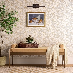 Bolster Tufted Bench Beige - Threshold™ designed with Studio McGee: Velvet Upholstery, Powder-Coated Steel Legs, 225lb Capacity - 1 of 4