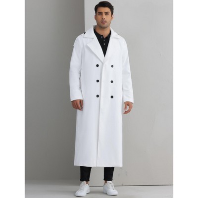 Lars Amadeus Men's Winter Notch Lapel Double Breasted Solid Color Overcoat White Large — фото 2