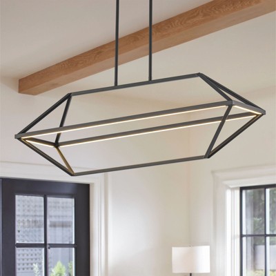 Rennnsan Nestris 36"W Rectangle Industrial LED Dimmable Chandelier in Black
