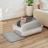 FONTOI Enclosed Stainless Steel Litter Box with High Sides Scoop Mat Large Cat Litter Pan with Lid for Big Cats, Light Grey 23.6"* 15.7"*11.8" - 2 of 4