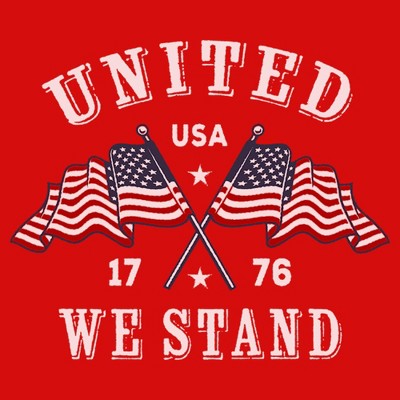LOST GODS Girls Lost Gods We Stand Patriotic Flags T Shirt - Red - Medium — фото 2