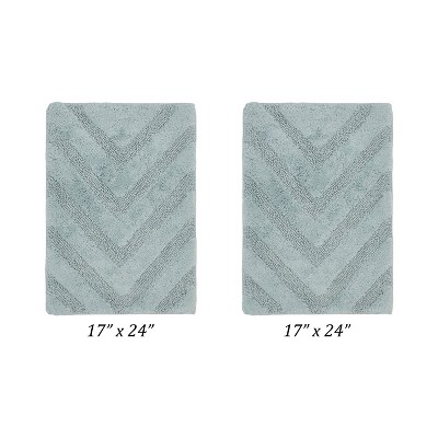 Hugo 2-Piece Bath Rug Set 100% Premium Cotton Tufted Chevron Pattern Bathmats for Bathroom, Super Soft Absorbent Machine Washable