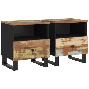 vidaXL Cabinet Storage Accent Nightstand End Table for Bedroom Solid Wood - 1 of 4