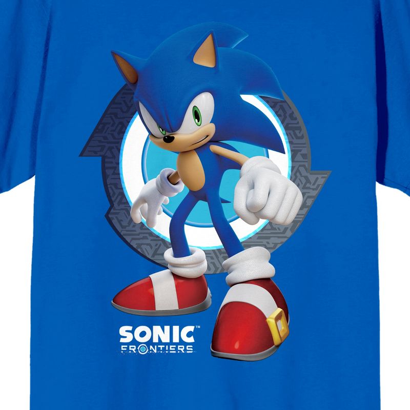 Sonic Frontiers Videogame Hedgehog Logo Men's Royal Blue Short Sleeve Crew Neck Tee, 2 of 3