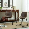 CAVINAS Set of 2 Vintage PU Leather Dining Chairs, Handcrafted Metal Frame in Antique Brown with Black Iron Legs - 2 of 4