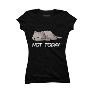 Junior's Design By Humans Not Today Cat By EduEly T-Shirt - 1 of 3