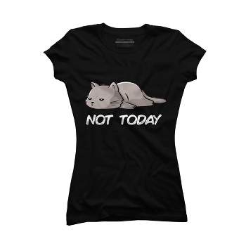 Junior's Design By Humans Not Today Cat By EduEly T-Shirt
