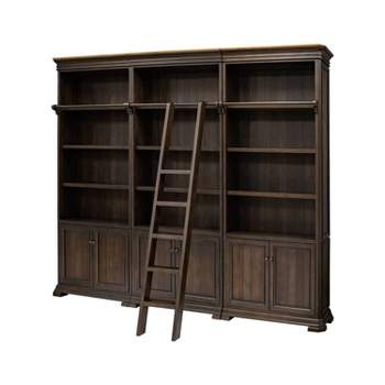 94" Sonoma Bookcase Wall with Wood Ladder Brown - Martin Furniture