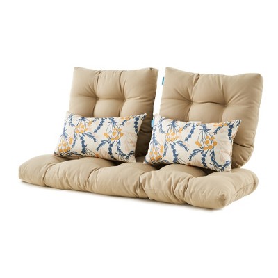 ARTPLAN All Weather Chair Outdoor Cushions Settee Loveseat Bench Cushions Set of 5 Wicker Tufted Pillow for Patio Outdoor Furniture