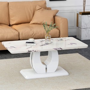 Rectangular Coffee Table, Mdf Modern Simple Luxury Imitation Marble Dining Table For Dining Room - 1 of 4