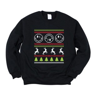 S.W.Smiley Ugly Christmas Sweater Pixels - Women's Graphic Sweatshirt - 1 of 4