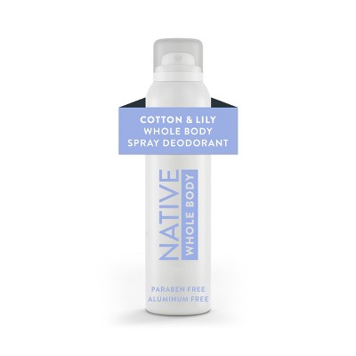 Native Whole Body Deodorant Spray - Cotton & Lily - 3.5oz