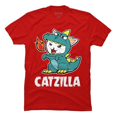 Men's Design By Humans Catzilla Halloween Costume Dragon Monster Kitten Cats Lover By lenxeemyeu T-Shirt