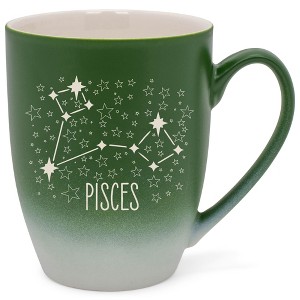 100 North Zodiac Design 10 Ounce Green and White Two Toned Ombre, Comfortably Fits Your Hands, Ceramic Tea Coffee Cup Mug, Pisces - 1 of 1