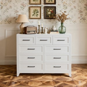 JVNOXK 5-Foot 9-Drawer Tall White Metal Dresser, Space-Saving Storage Chest  with Smooth Gliding Drawers & Modern Handles for Home Use