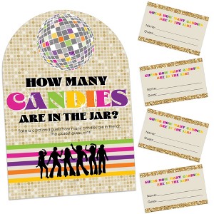 Big Dot of Happiness 70’s Disco - How Many Candies 1970s Disco Fever Party Game - 1 Stand and 40 Cards - Candy Guessing Game - 1 of 4