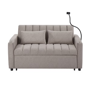 NicBex 2 Seater Loveseat Sofa Modern Convertible Pull-Out Sofa Bed with 3 USB Ports & 2 Side Pockets for Bedroom,Living Room,Gray - 1 of 4